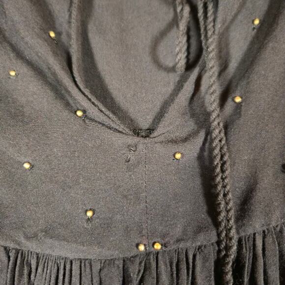 Floreat Anthropologie Embroidered Peasant Top Medium Black Bohemian Whimsigoth - Picture 10 of 11